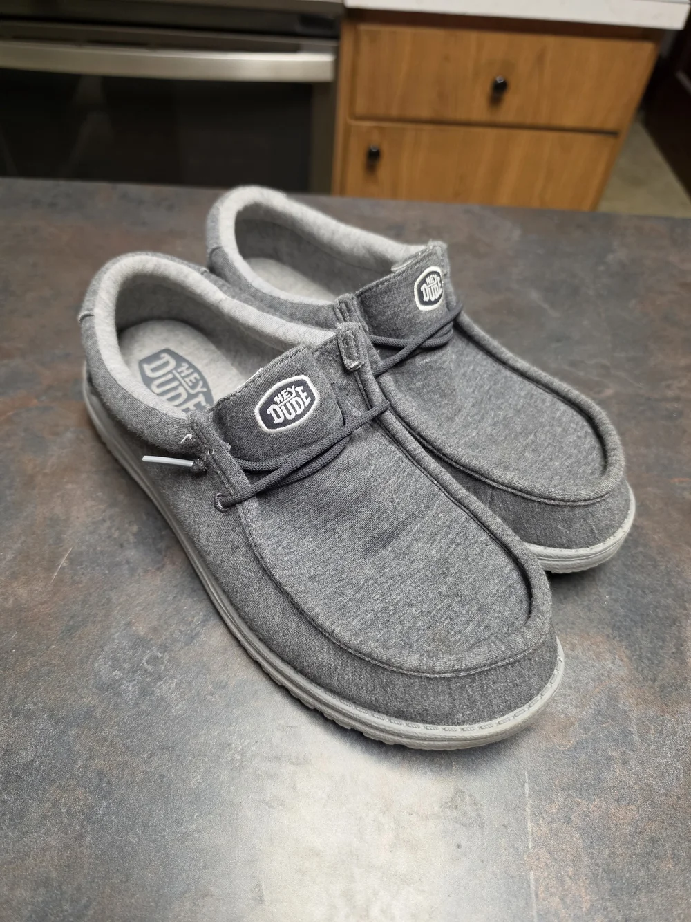 Hey Dude Mens Grey Wally Stretch Jersey Casual Slip-On Shoes - Size 11